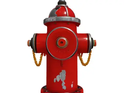 Detailed Weathered Red Fire Hydrant Low-poly 3D model