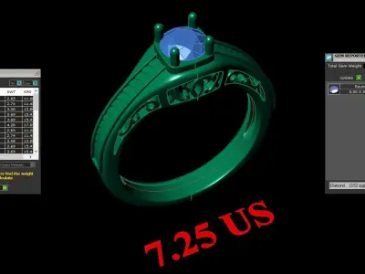 Light Gold Diamond Men Ring 2MR065 3D model
