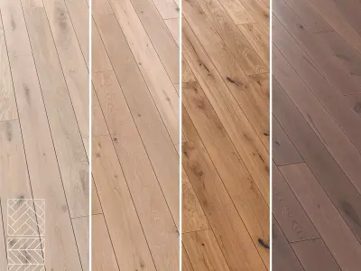 Boen Oak Parquet Flooring - 5 Layouts and 4 Colors -4K 3D model