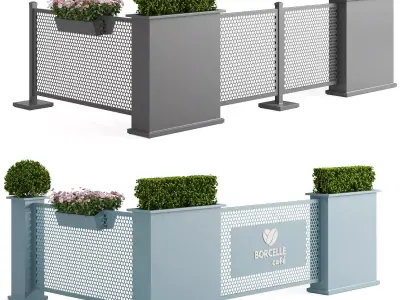 Modular Sidewalk Cafe Partition System 3D model