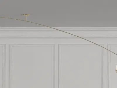 Fiddlehead wall lamp with gold ball hanging from it 3D model
