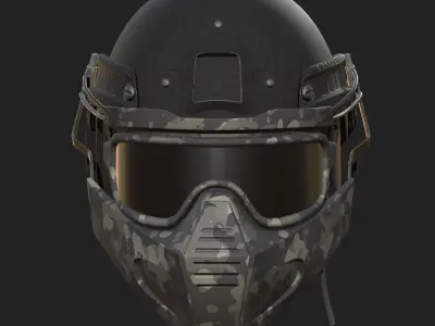 Helmet mask millitary combat soldier armor scifi fantasy  Low-poly 3D model