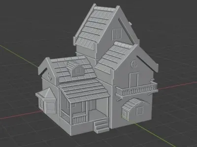 Low Poly House 3D Model Low-poly 3D model