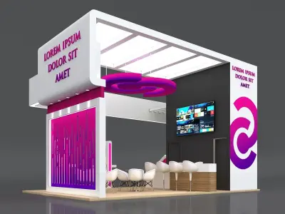 Exhibition Stand Booth Stall 8x5m Height 500cm 4 Side Open 3D model