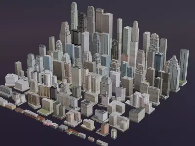 Complete City Buildings Pack Collection Low-poly 3D model