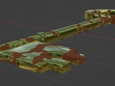 Rusty shiny 3 lever key Low-poly 3D model