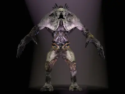 Sci-Fi Monster Scull Low-poly 3D model