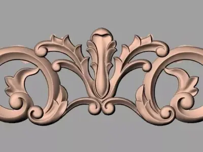 European style flower 3D relief STL Model for cnc engraving E065 3D model