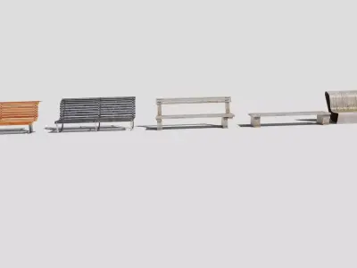 street chairs with 4k pbr textures model Low-poly 3D model