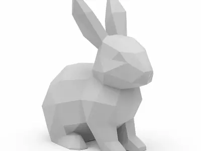 Low-Poly Rabbit  Geometric Animal Sculpture 3D print model