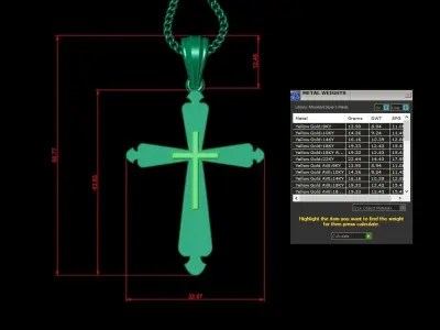 Light Gold 18K Cross Pendant 2CP049 3D print model