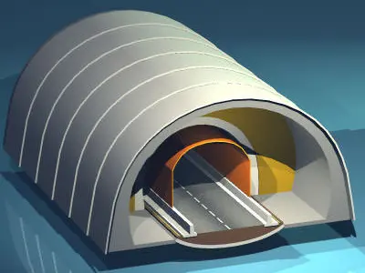 Highway tunnels cutaway 3D model