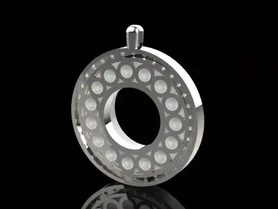 White Gold Diamond Row Circle STL 3dm Pendant Model jp0037 3D print model