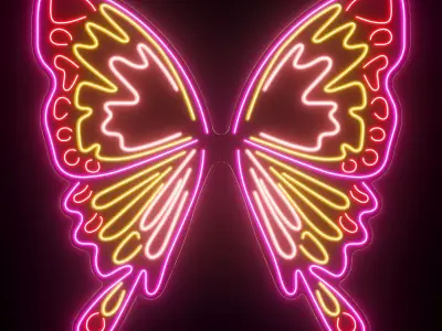 Butterfly Wings Neon Sign 3D model purchase