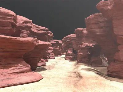 Canyon Cliff Rocks Low-poly 3D model