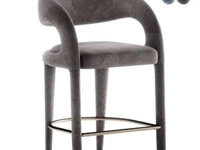 Alexander Mid Century Modern Light Grey  Iron e  Stool 3D model