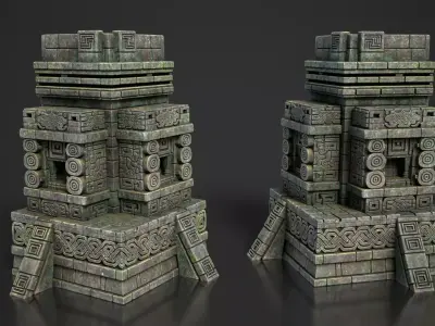 Mayan Temple Wall Modulars 09 250726 Low-poly 3D model