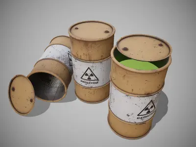 Barrels radiation used Low-poly 3D model
