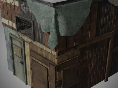 Rusty building warehouse abandoned - Low poly realistic Low-poly 3D model