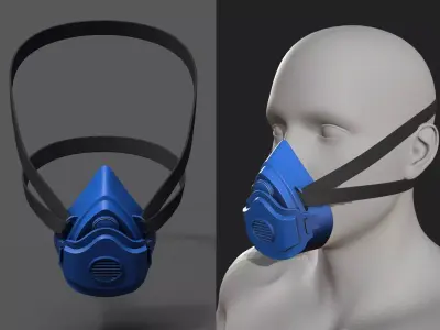 Gas mask helmet safety plastic mask protection  Low-poly 3D model