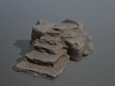 Altar Set stone steps Low-poly 3D model