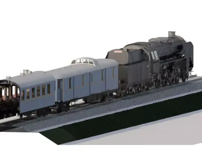 Steam train based on early 1900s Orient Express 3D model