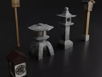 JAPANESE URBAN PROPS PACK Low-poly 3D model