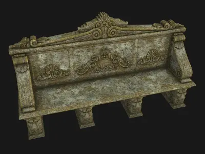 Stone Bench PBR Low-poly 3D model