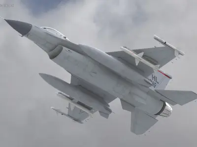  Fighter F-16 with Missile Launcher LAU-129 Rigged for Cinema 4D 