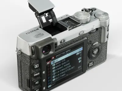 Fujifilm X-E1 Silver mirrorless digital camera Low-poly 3D model