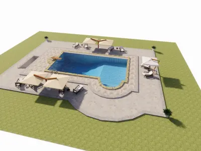 Swimming pool 3D model 10