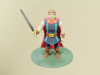 Low Poly Medieval Hero Low-poly 3D model