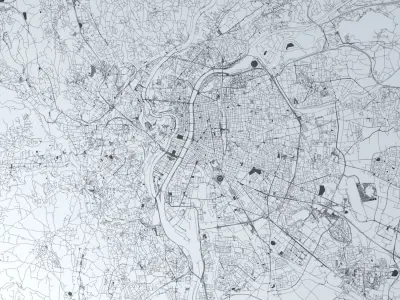 Lyon Road Network and Streets 3D model