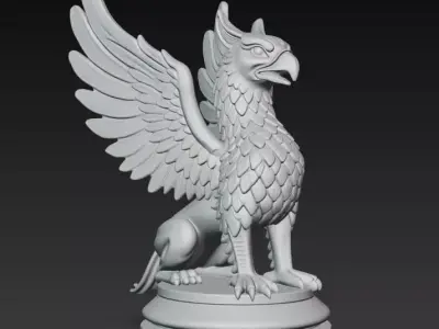 The Regal Griffin Statue Combines Eagle and Lion Features 3D print model