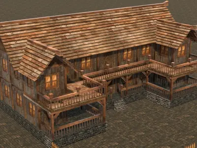 village house low poly medieval house Low-poly 3D model