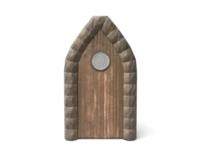 Small Medieval Wooden Door With Pointed Arch Low-poly 3D model