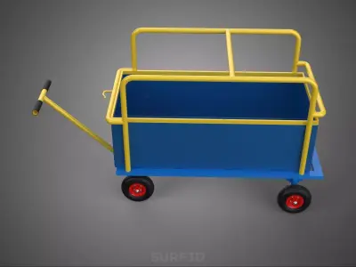 WAREHOUSE MATERIAL HANDLING TROLLEY CART TRANSPORT DOLLY WAGON 3D model