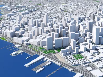 San Francisco City And Surroundings Low Poly 3d model Map Low-poly 3D model