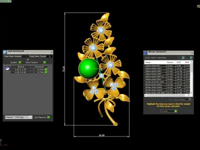 Elegant Floral Pearl Brooch Jewelry Design 30 3D print model