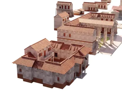 detail medieval rome buildings made with blender 3D model
