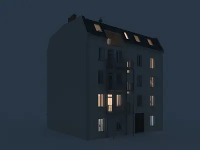 Residential City Building - Row - 10 - Storefront and Stucco 3D model