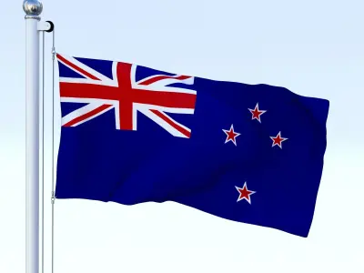 Animated New Zealand Flag Low-poly 3D model