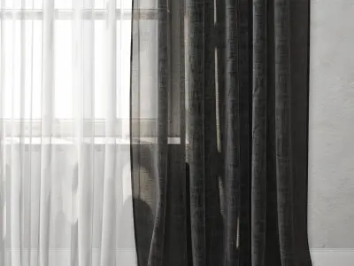 Curtain with stripes 3D model