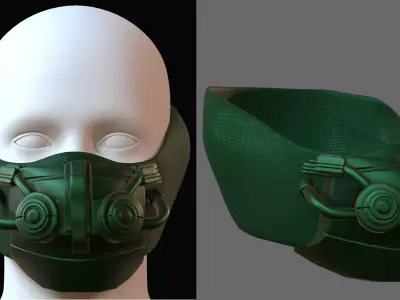 Gas mask helmet 3d model scifi Low-poly  Low-poly 3D model 158
