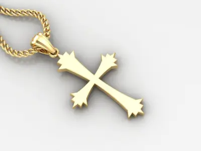 Light Gold 18K Cross Pendant 1CP021 3D print model