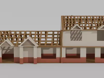 Mid constructed home Low-poly 3D model