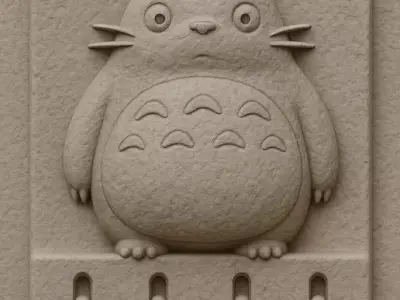 Totoro Key Holder STL  Cute Ghibli Wall Hook Plaque 3D print model
