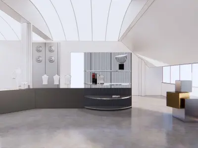 Office clothing store with high ceilings and windows 3D model