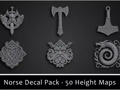 3DT Norse Ornamental Decal and Stamp Pack Low-poly 3D model