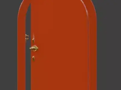 High-Quality 3D Cartoon New Year Door Sculpture Low-poly 3D model